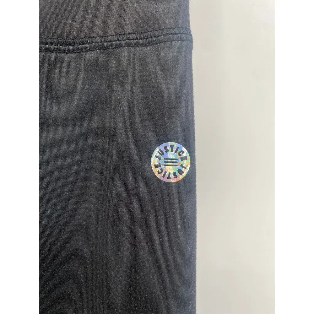 Justice Colorblock Leggings Black Blue Green Ankle Length M 10